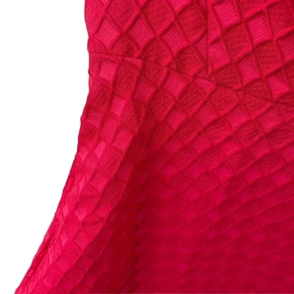 Anthropologie Red Textured Fit & Flare Dress Retro Holiday